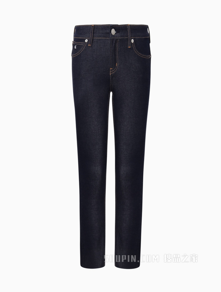 Calvin Klein 女装时尚低腰弹力毛边做旧修身牛仔裤J216032