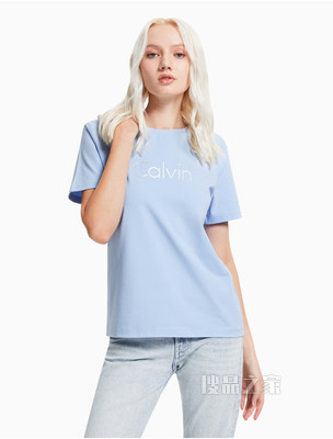 Calvin Klein 女装 光泽LOGO短袖圆领T恤J213769
