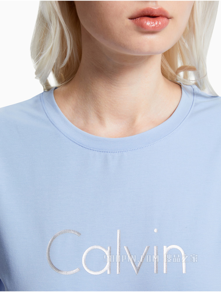 Calvin Klein 女装 光泽LOGO短袖圆领T恤J213769