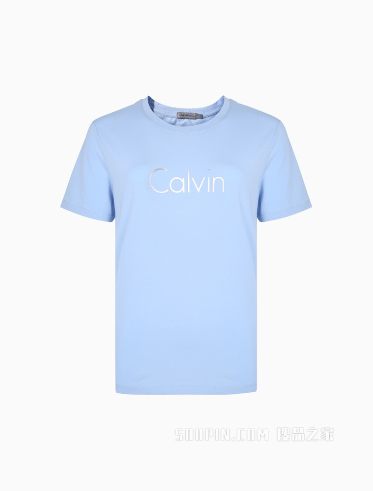 Calvin Klein 女装 光泽LOGO短袖圆领T恤J213769