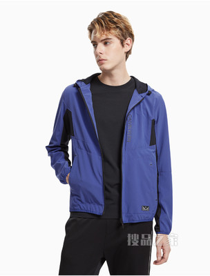 Calvin Klein 男装时尚拼色连帽茄克拉链运动外套4MF1O503
