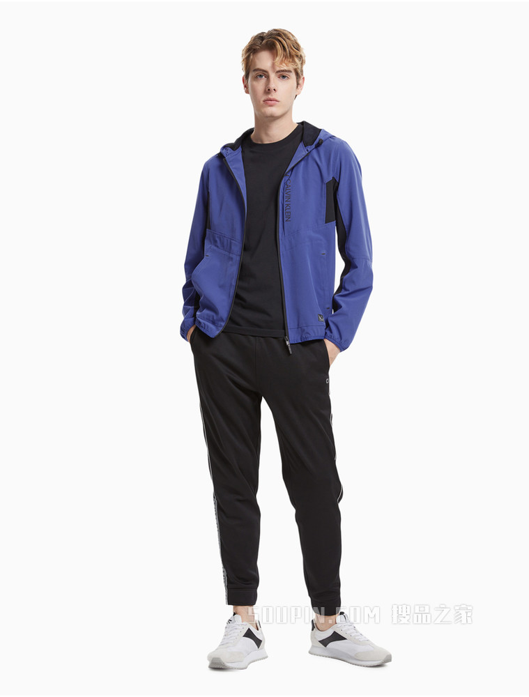 Calvin Klein 男装时尚拼色连帽茄克拉链运动外套4MF1O503