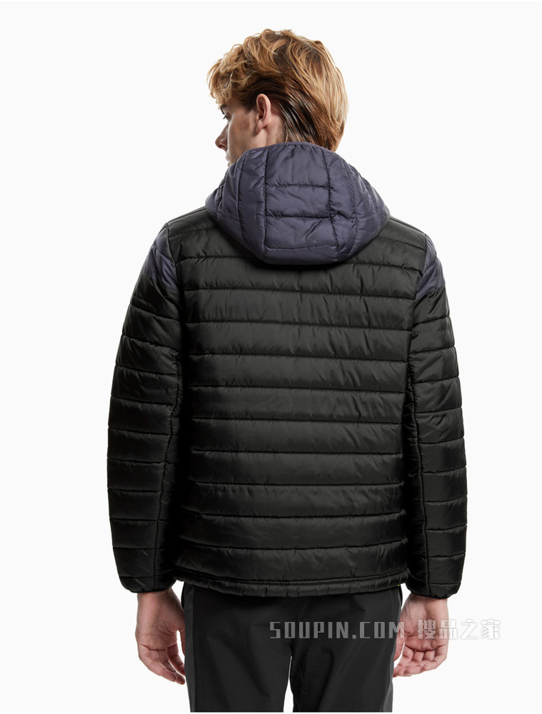 Calvin Klein 男装时尚连帽拉链前襟上下拼色绗缝外套4MF1O502