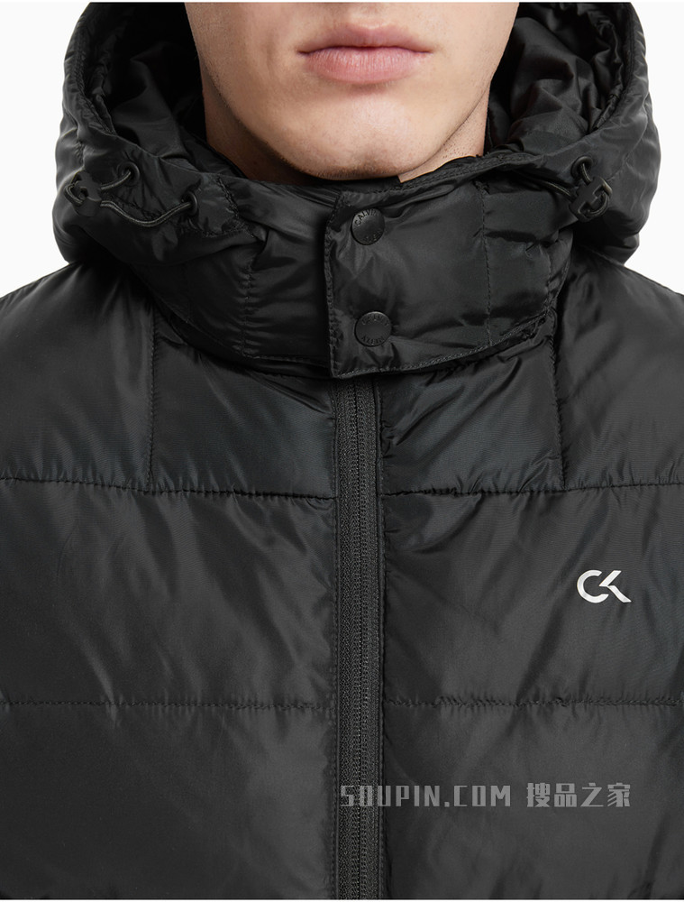 Calvin Klein 男士连帽印花LOGO保暖绗缝羽绒外套4MF1O501