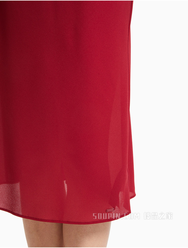 【黑标系列】Calvin Klein 女士新年红蕾丝深V吊带睡裙QS6740