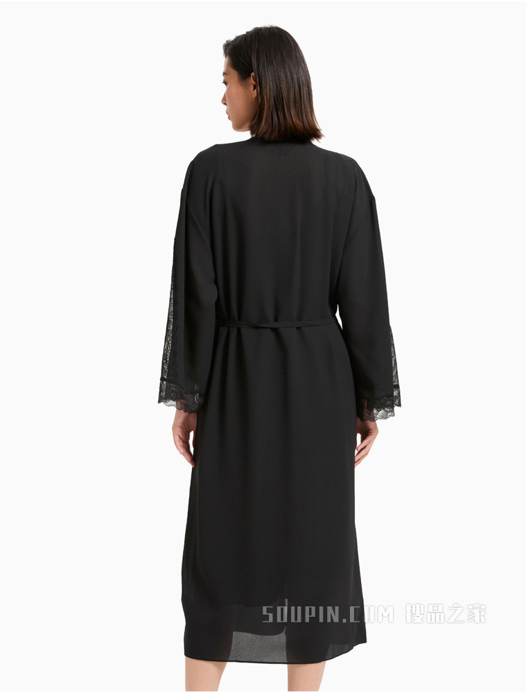 【黑标系列】Calvin Klein 女士薄款系带和服式睡袍QS6741