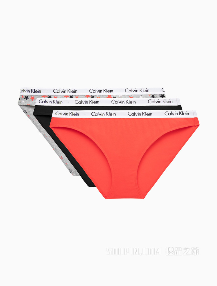 Calvin Klein女士三条装循环LOGO时尚比基尼三角内裤QD3588