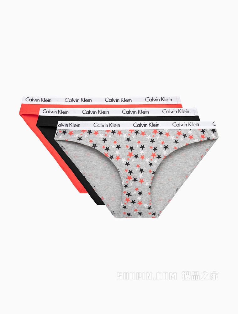 Calvin Klein女士三条装循环LOGO时尚比基尼三角内裤QD3588