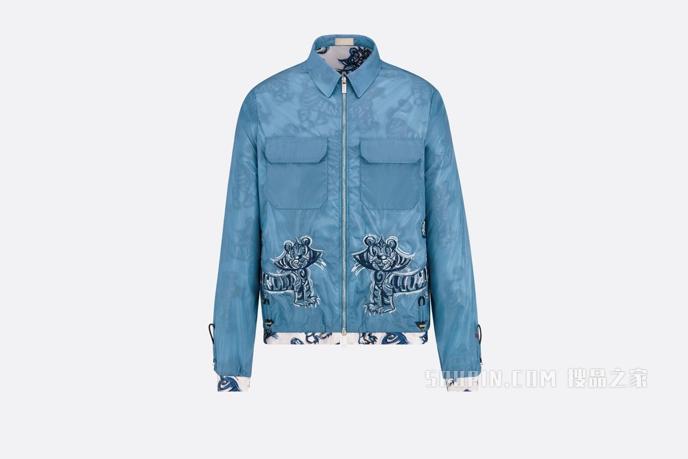 DIOR AND KENNY SCHARF 拉链式短夹克 蓝色科技��料