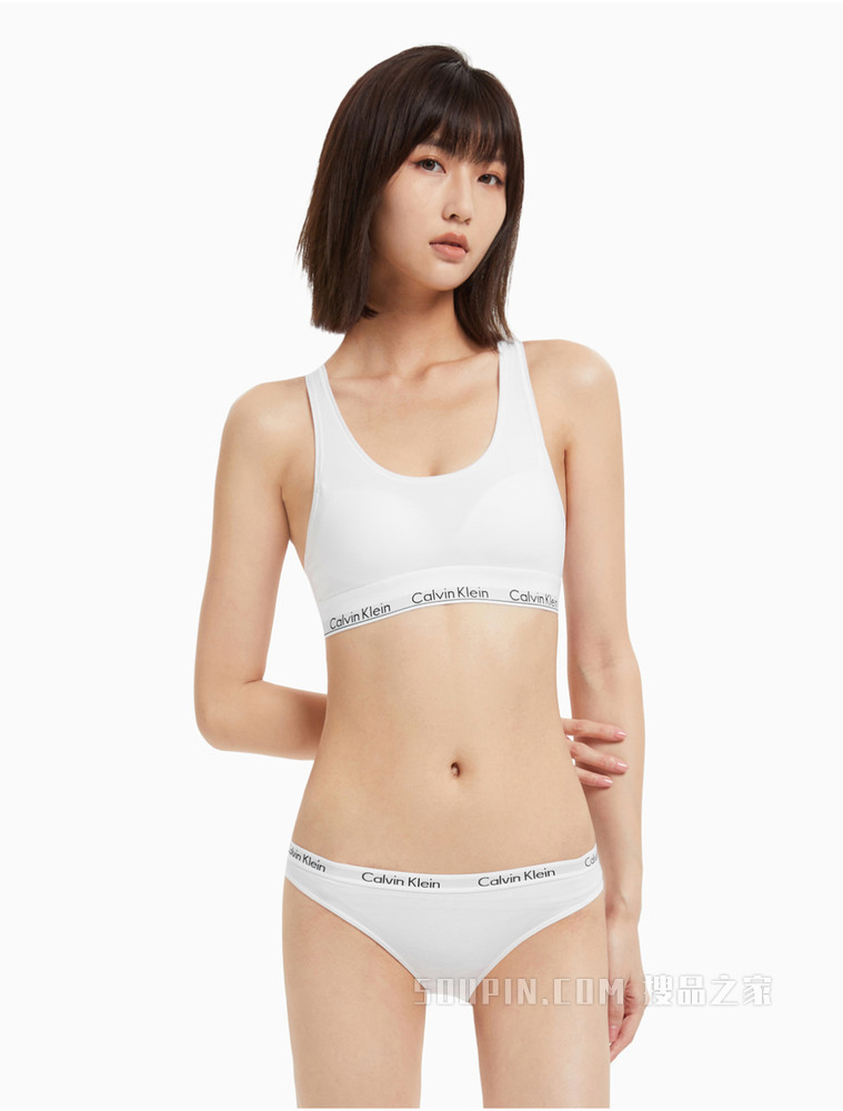 Calvin Klein 女士时尚运动风LOGO腰边舒适低腰三角内裤 D1618D