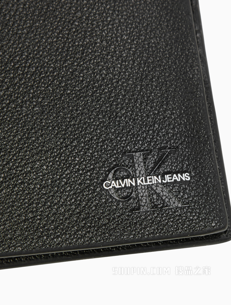 Calvin Klein 男士荔枝纹牛皮多卡位折叠短钱包HP1631