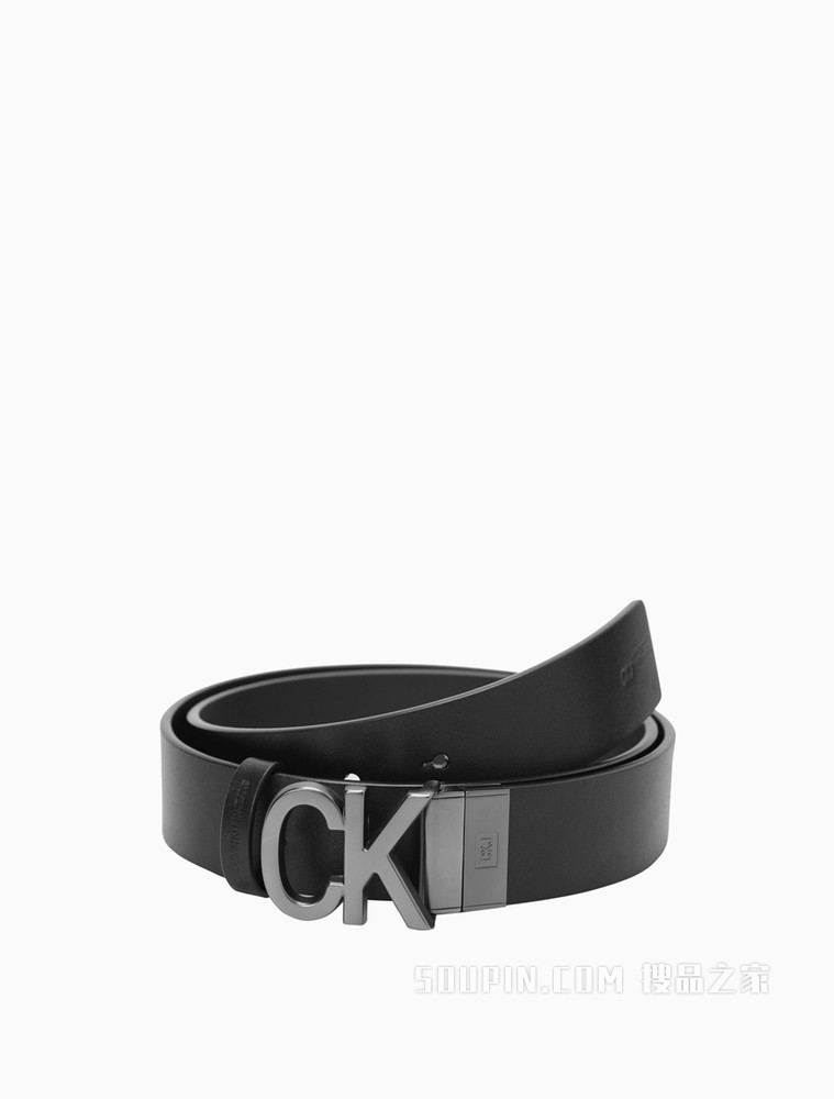 Calvin Klein 男士双面两用经典LOGO扣环皮腰带HC0512U6600