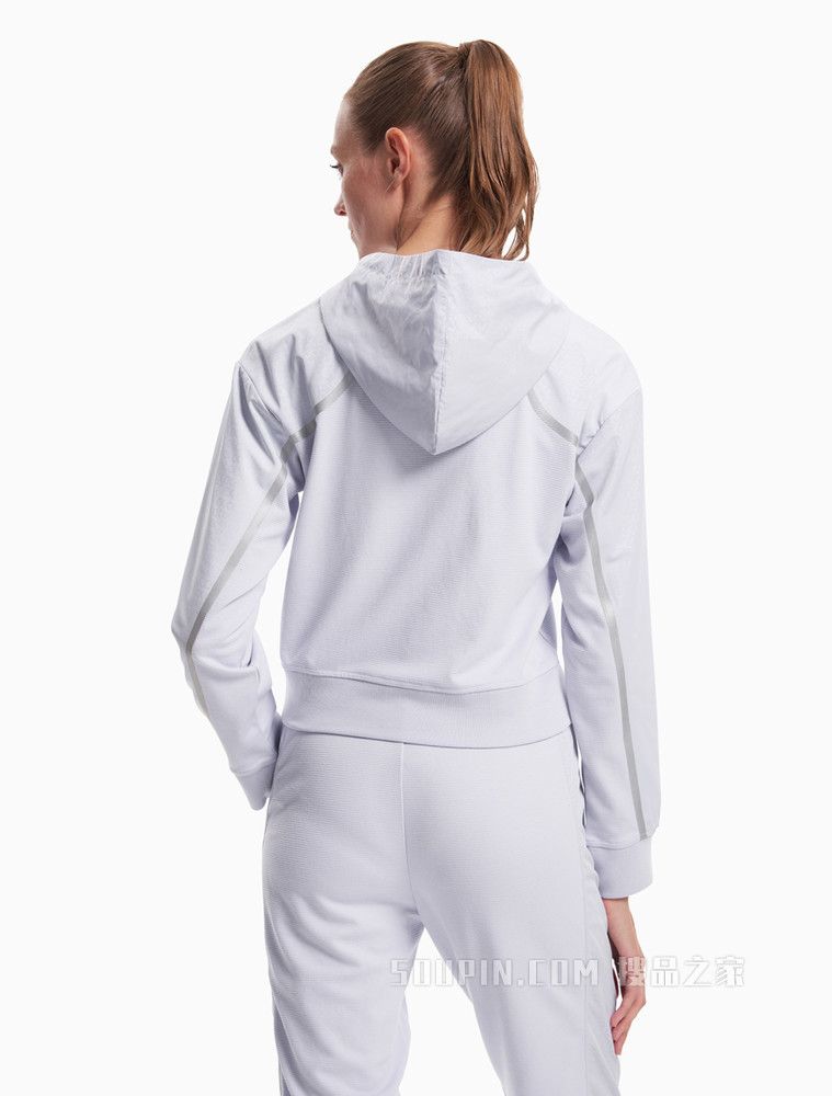 Calvin Klein 女装套头连帽反光LOGO及压条长袖运动卫衣4WF1W300