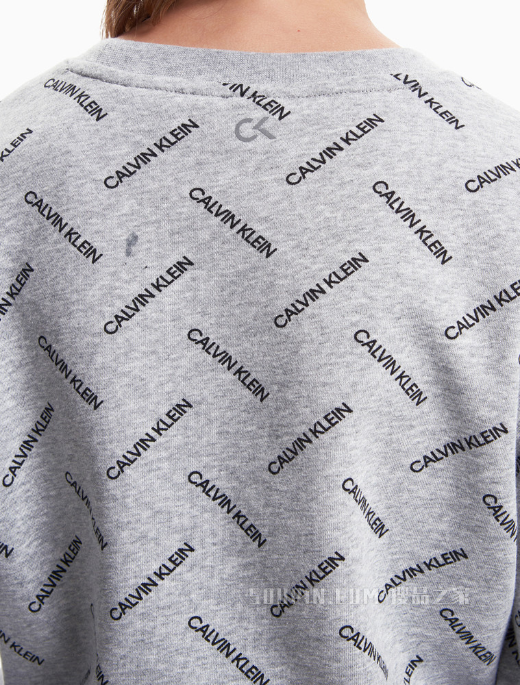 Calvin Klein 女装短款时尚LOGO满印潮流圆领卫衣4WF1W314