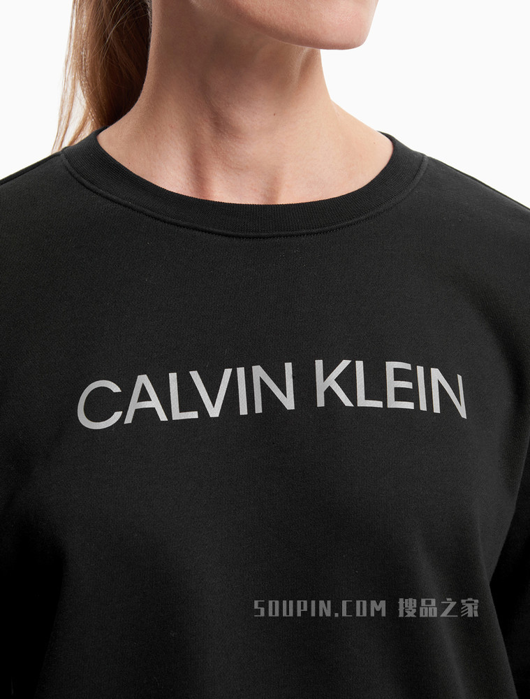 Calvin Klein 女装短款时尚LOGO印花圆领套头卫衣4WF1W312