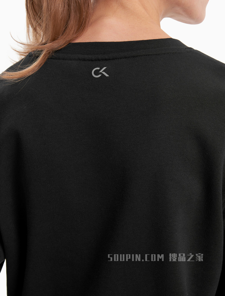 Calvin Klein 女装短款时尚LOGO印花圆领套头卫衣4WF1W312
