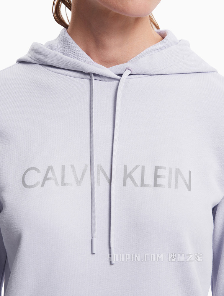 Calvin Klein 女装套头连帽反光LOGO长袖运动卫衣4WF1W311
