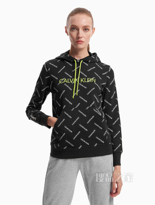 Calvin Klein 女装时尚LOGO满印运动连帽卫衣4WF1W313