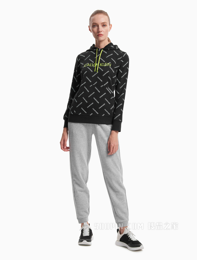 Calvin Klein 女装时尚LOGO满印运动连帽卫衣4WF1W313