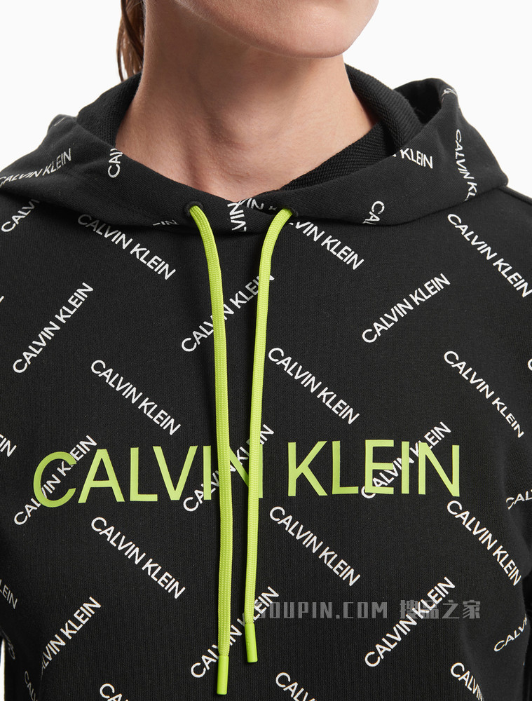 Calvin Klein 女装时尚LOGO满印运动连帽卫衣4WF1W313