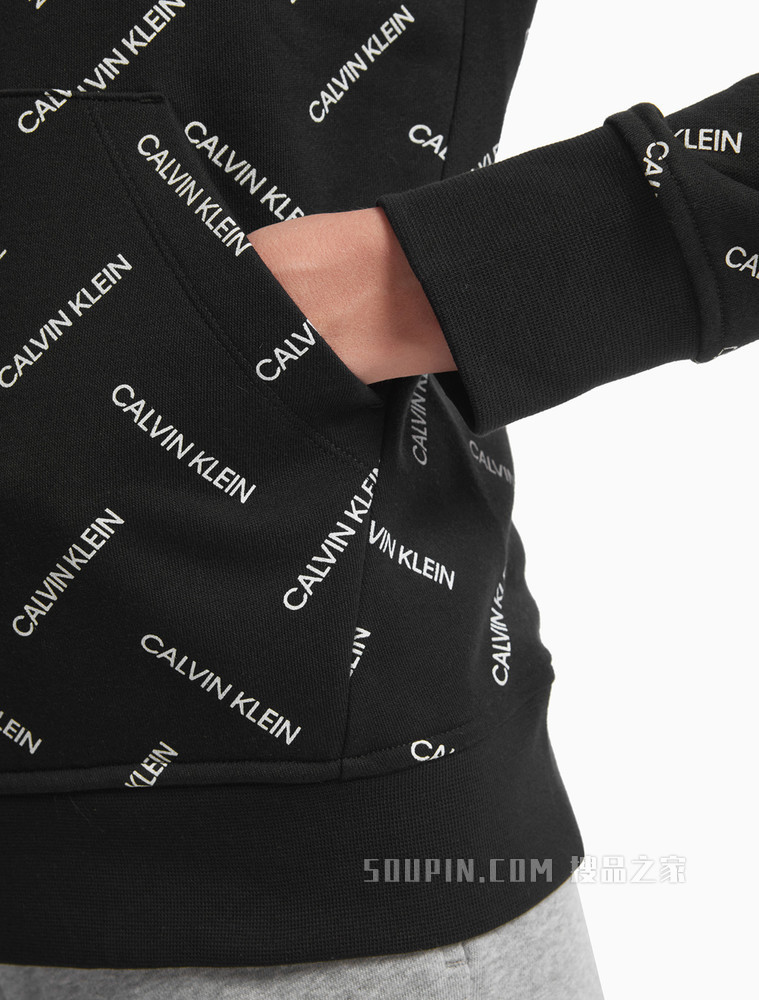 Calvin Klein 女装时尚LOGO满印运动连帽卫衣4WF1W313