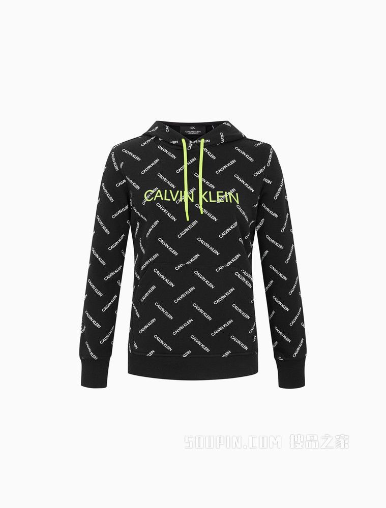 Calvin Klein 女装时尚LOGO满印运动连帽卫衣4WF1W313