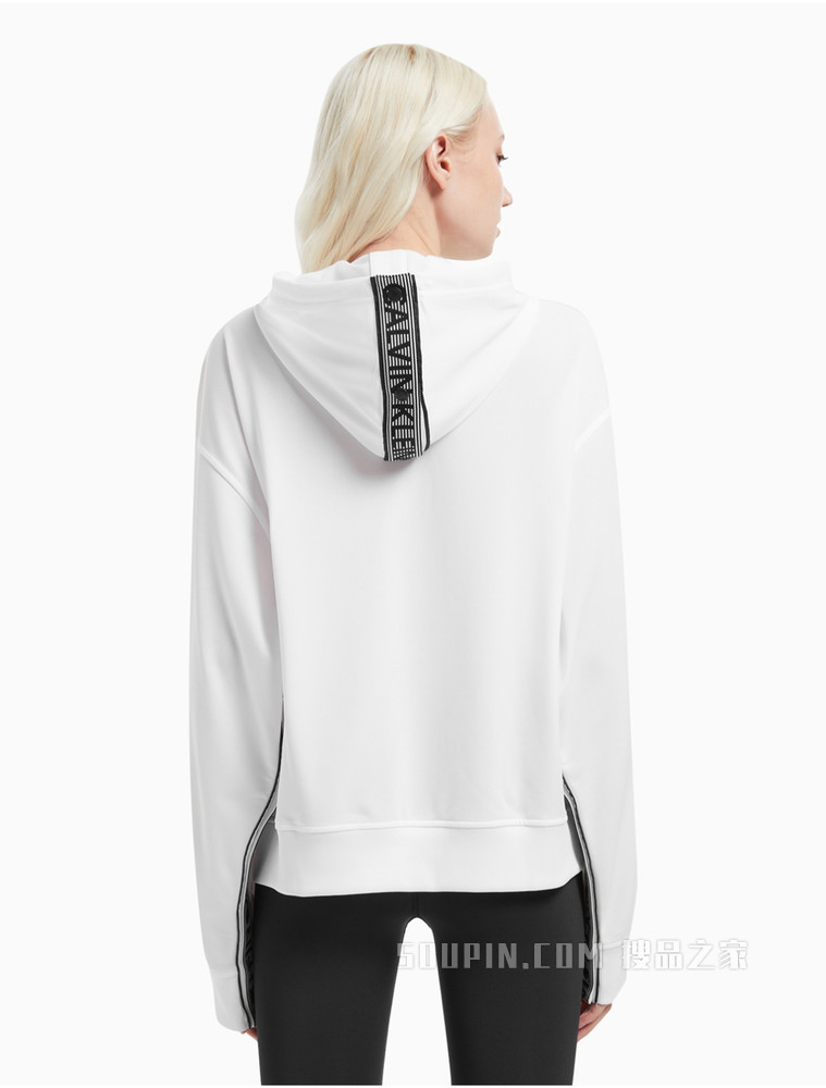 Calvin Klein 女士连帽织带印花LOGO抽绳时尚卫衣4WF1W305