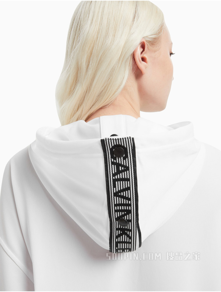 Calvin Klein 女士连帽织带印花LOGO抽绳时尚卫衣4WF1W305