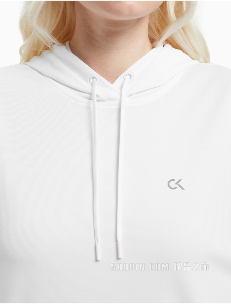 Calvin Klein 女士连帽织带印花LOGO抽绳时尚卫衣4WF1W305