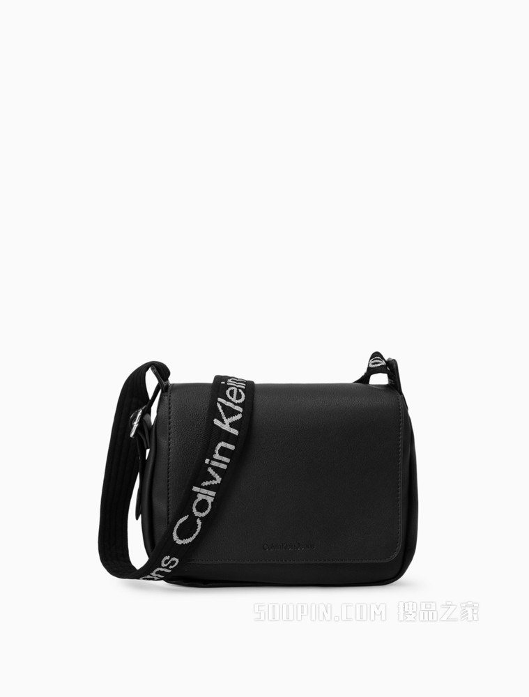 Calvin Klein 女士时尚翻盖式压印LOGO单肩斜挎包DH2936