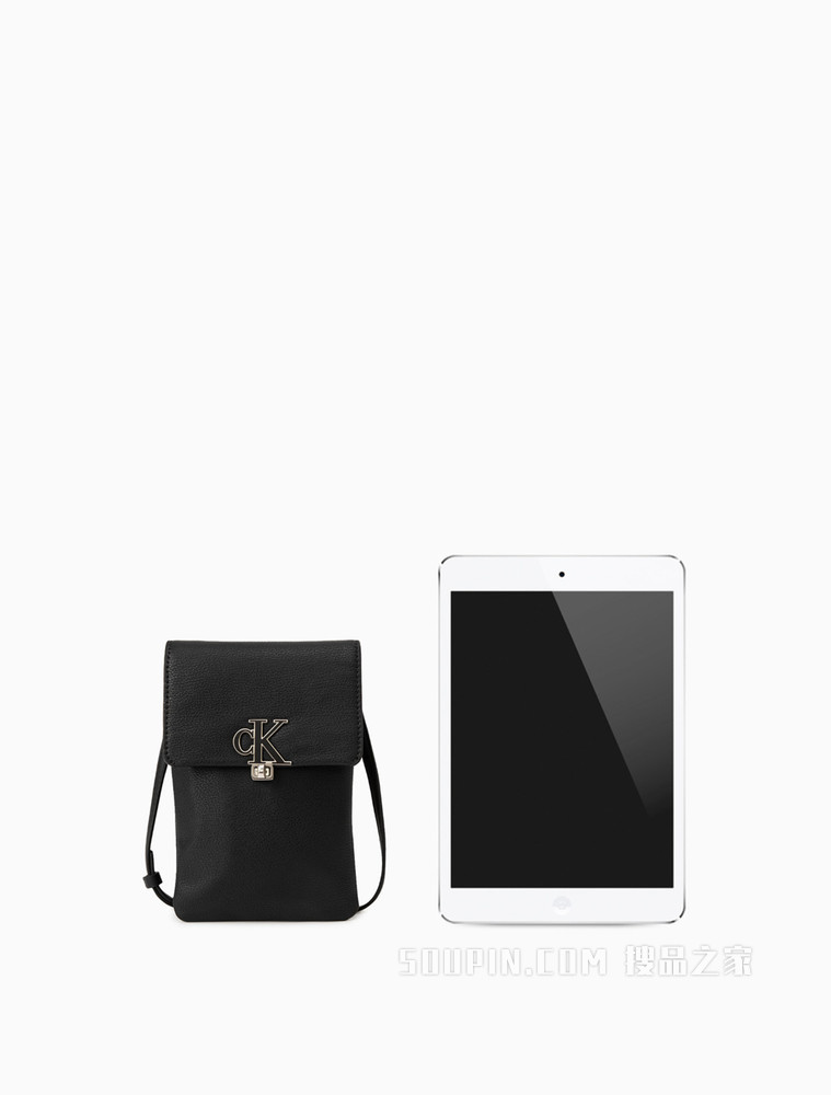 Calvin Klein 女士可调节肩带压印LOGO单肩手机包DP1504