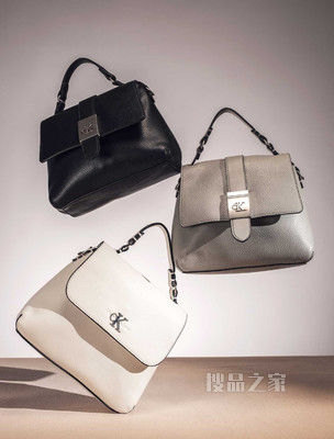 Calvin Klein 女包金属LOGO扣质感纹理单肩斜挎包DH2794