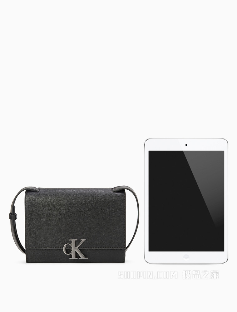 Calvin Klein 女包时髦LOGO金属扣翻盖斜挎单肩包DH2764