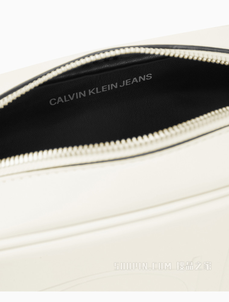 Calvin Klein 女包通体压纹LOGO拉链开合单肩包DH2734