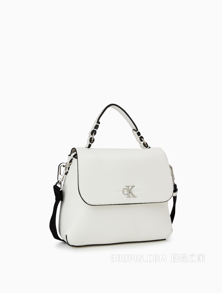 Calvin Klein女包金属LOGO织物宽肩带磁力按扣背提包DH2489