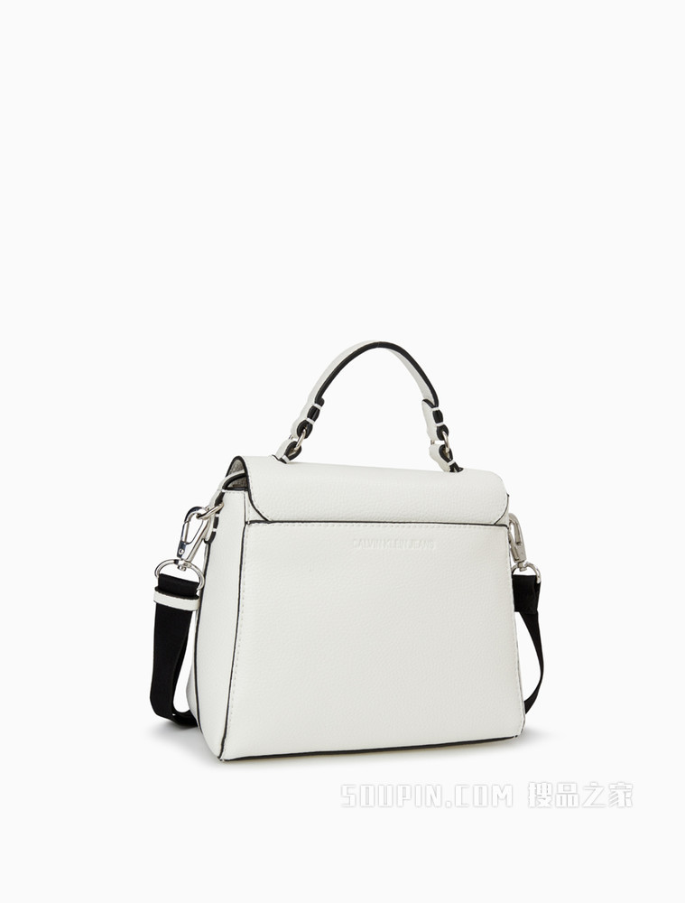 Calvin Klein女包金属LOGO织物宽肩带磁力按扣背提包DH2489