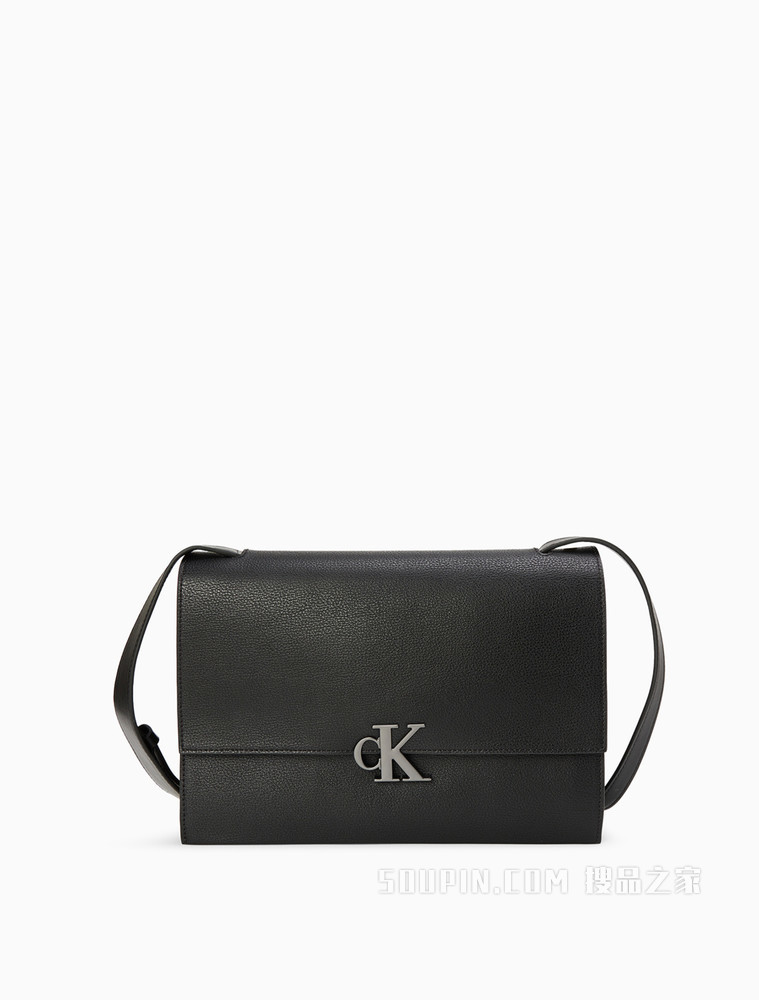 Calvin Klein 女包时髦LOGO板扣翻盖长方形背提包DH2763