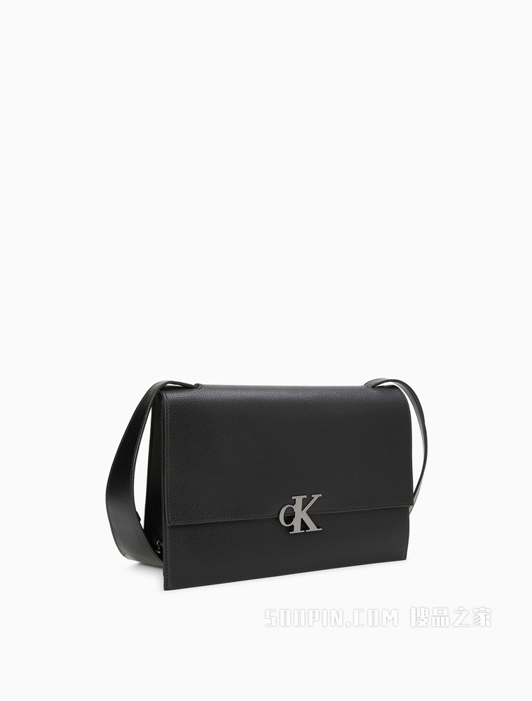 Calvin Klein 女包时髦LOGO板扣翻盖长方形背提包DH2763