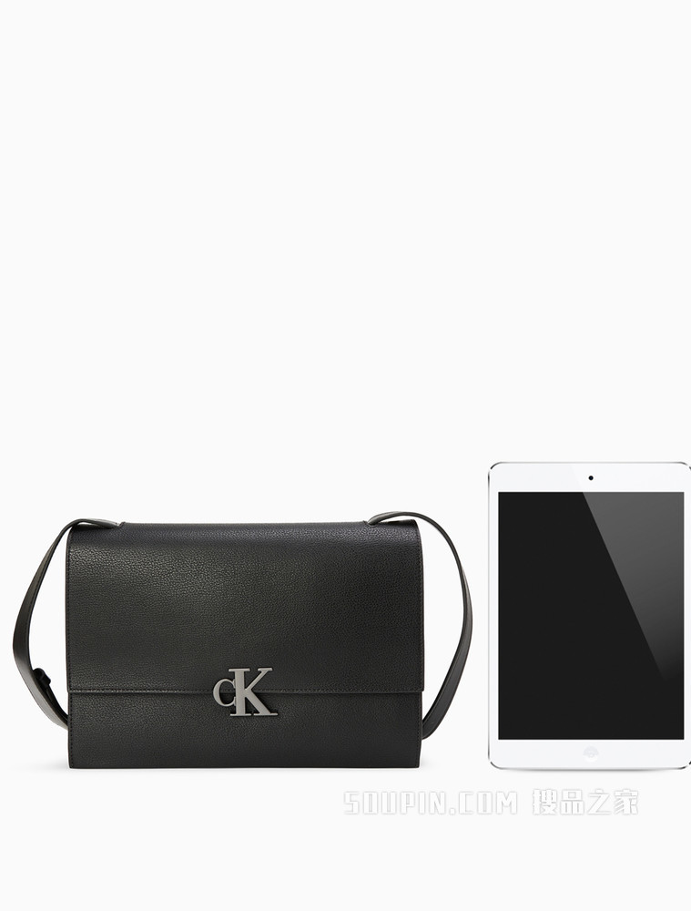 Calvin Klein 女包时髦LOGO板扣翻盖长方形背提包DH2763
