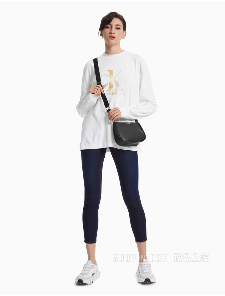 Calvin Klein 女包金属LOGO圆弧底座立体背提包DH2771