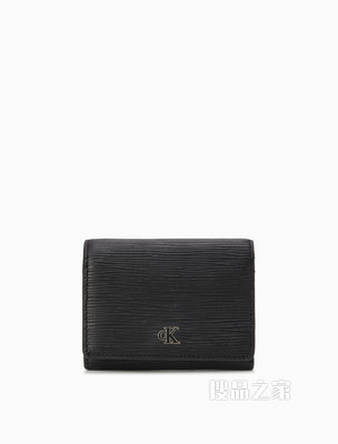 Calvin Klein 女包时尚木纹牛皮金属LOGO三折卡包DP1415