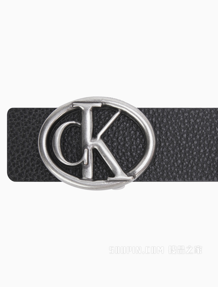 Calvin Klein 女士双面两用LOGO金属圆头深色牛皮腰带DC0500