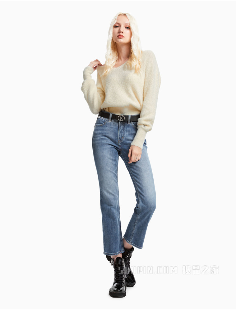 Calvin Klein 女士双面两用LOGO金属圆头深色牛皮腰带DC0500