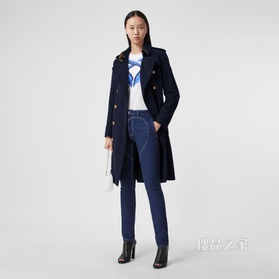 羊绒 Trench 风衣 (海军蓝) - 女士