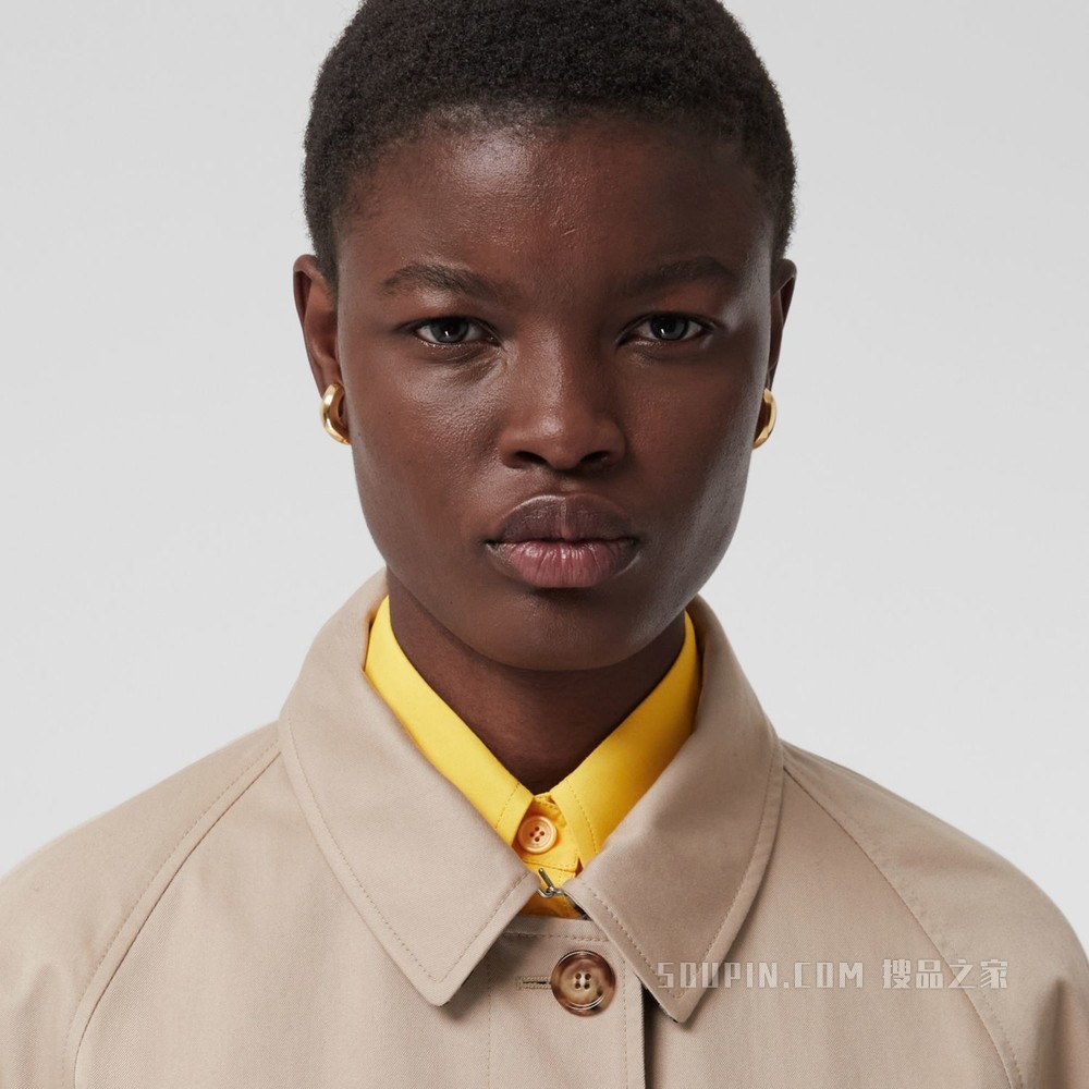 流苏设计棉质嘎巴甸轻便大衣 (柔黄褐色) - 女士