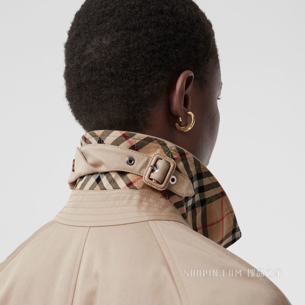 流苏设计棉质嘎巴甸轻便大衣 (柔黄褐色) - 女士