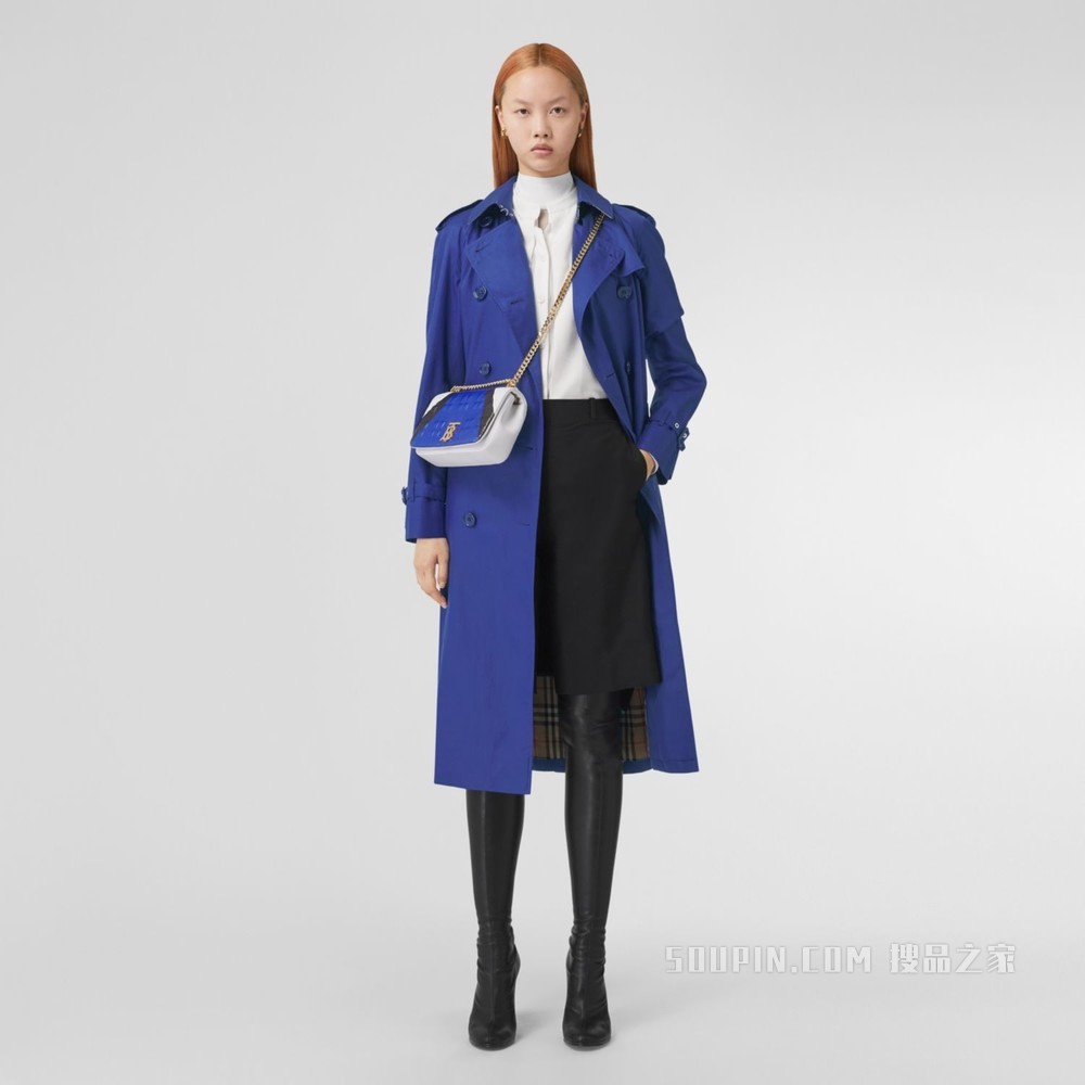 棉质嘎巴甸 Trench 风衣 (海洋蓝) - 女士
