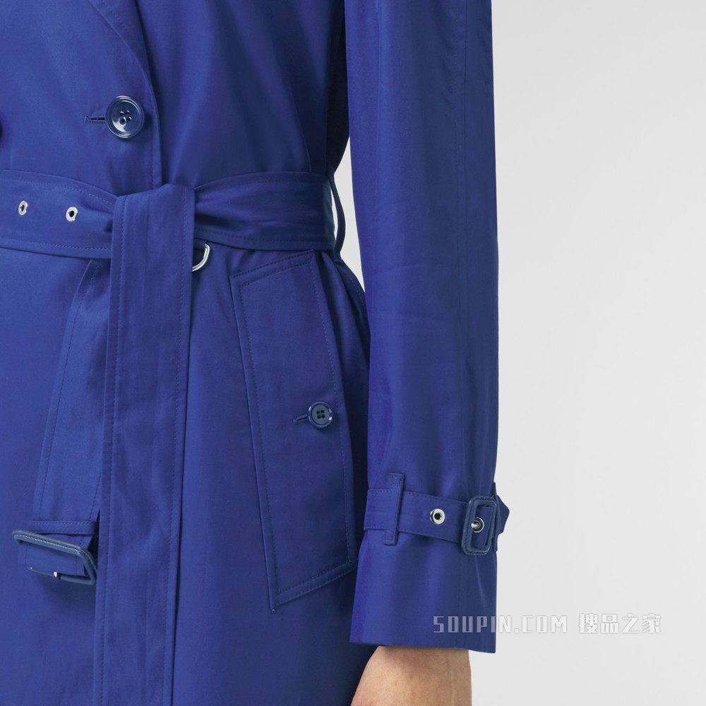 棉质嘎巴甸 Trench 风衣 (海洋蓝) - 女士