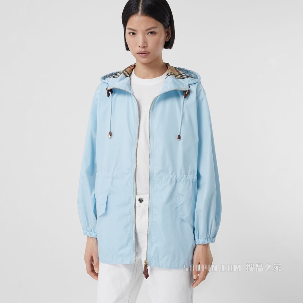 轻便连帽 ECONYL® 外套 (浅蓝色) - 女士