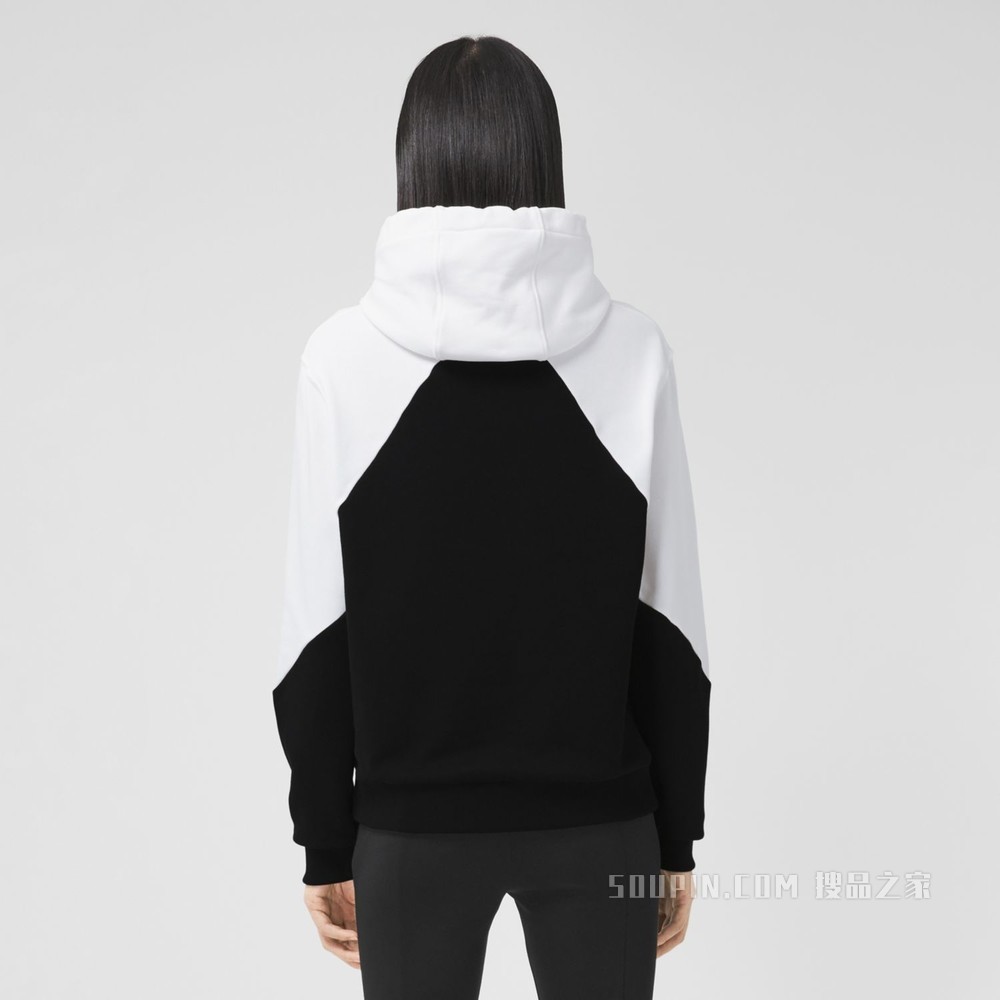 几何印花宽松棉质连帽衫 (海洋蓝) - 女士